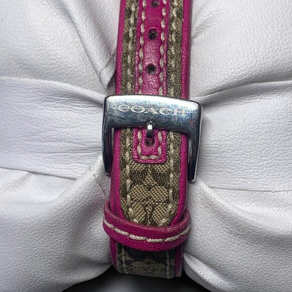 Coach Women's Boyfriend Watch Signature Logo Dial & Pink/Khaki Leather Strap - Picture 4 of 14